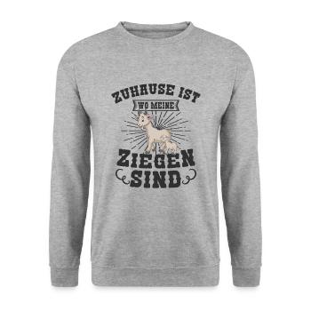 Ziege - Unisex Pullover - Weißgrau meliert - Vorne - Alina (178cm) & Michal (187cm)