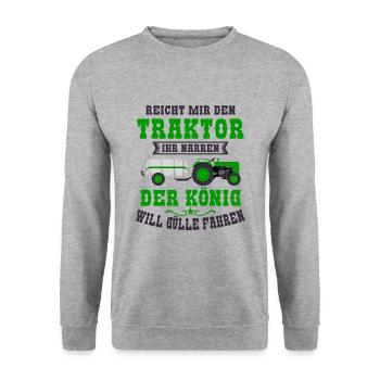 Landwirt Gülle fahren - Unisex Pullover - Weißgrau meliert - Vorne - Alina (178cm) & Michal (187cm)