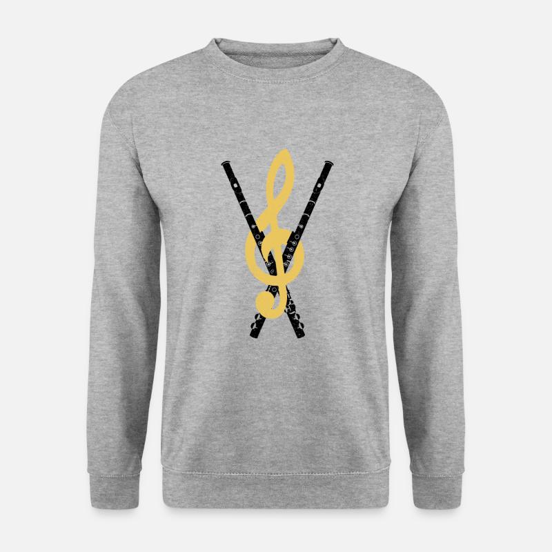 Querflöte - Unisex Pullover - Weißgrau meliert