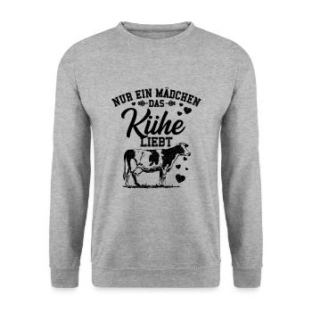 Kühe - Unisex Pullover - Weißgrau meliert - Vorne - Alina (178cm) & Michal (187cm)