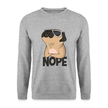 Mops - Unisex Pullover - Weißgrau meliert - Vorne - Alina (178cm) & Michal (187cm)