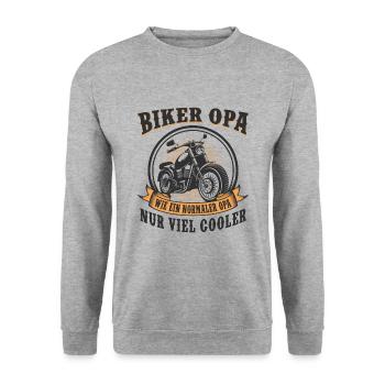 Biker Opa - Unisex Pullover - Weißgrau meliert - Vorne - Alina (178cm) & Michal (187cm)
