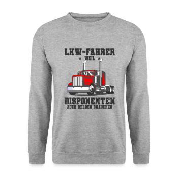 LKW Fahrer - Unisex Pullover - Weißgrau meliert - Vorne - Alina (178cm) & Michal (187cm)