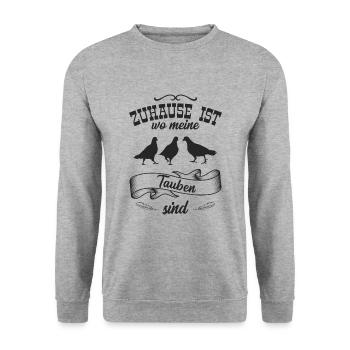 Tauben - Unisex Pullover - Weißgrau meliert - Vorne - Alina (178cm) & Michal (187cm)
