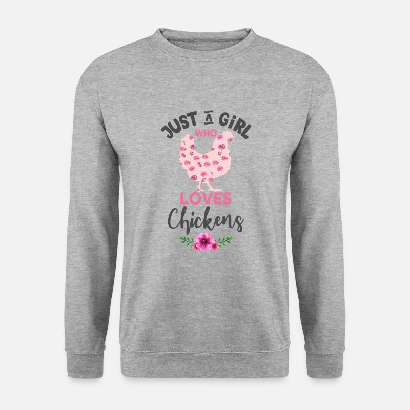 Hühner - Unisex Pullover - Weißgrau meliert