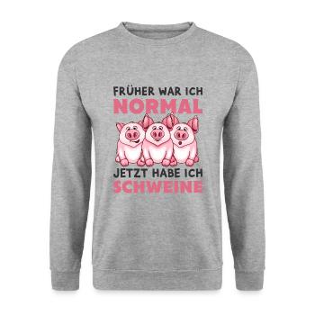 Schweine - Unisex Pullover - Weißgrau meliert - Vorne - Alina (178cm) & Michal (187cm)