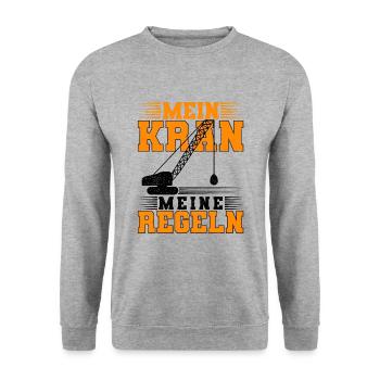 Kranführer - Unisex Pullover - Weißgrau meliert - Vorne - Alina (178cm) & Michal (187cm)