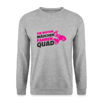 Quad Fahrerin - Unisex Pullover - Weißgrau meliert - Vorne - Alina (178cm) & Michal (187cm)