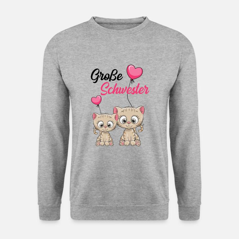 Große Schwester Katze - Unisex Pullover - Weißgrau meliert