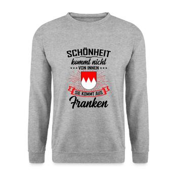 Franken - Unisex Pullover - Weißgrau meliert - Vorne - Alina (178cm) & Michal (187cm)