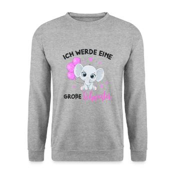 Große Schwester Elefant - Unisex Pullover - Weißgrau meliert - Vorne - Alina (178cm) & Michal (187cm)