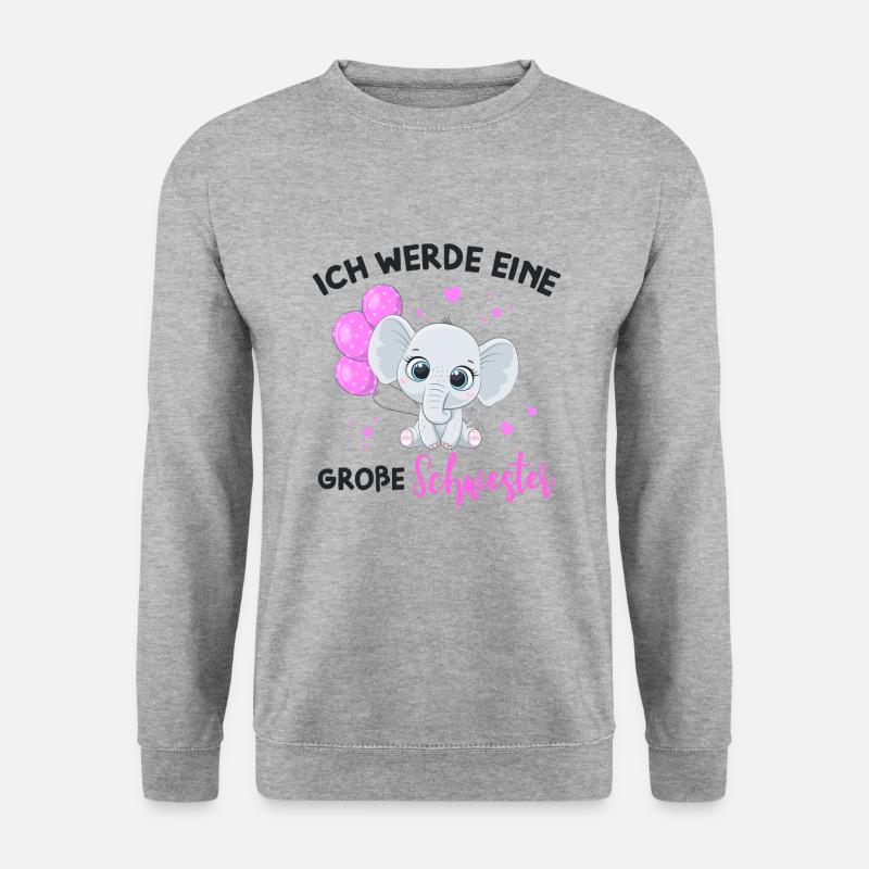 Große Schwester Elefant - Unisex Pullover - Weißgrau meliert