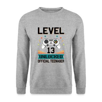 13th birthday gamer - Unisex Sweatshirt - salt & pepper - Front - Alina (178cm) & Michal (187cm)