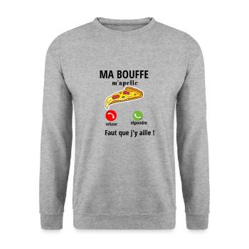 MA BOUFFE M'APELLE - Sweat-shirt Unisexe - gris chiné - Devant - Alina (178cm) & Michal (187cm)