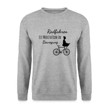 Radfahren ist Meditation in Bewegung - Unisex Pullover - Weißgrau meliert - Vorne - Alina (178cm) & Michal (187cm)