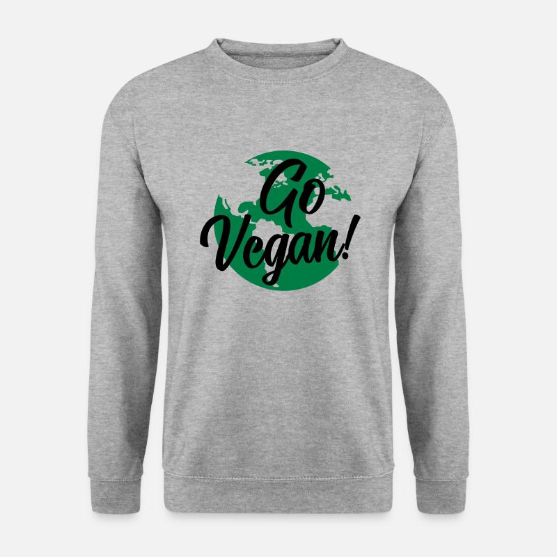 go Vegan Baby Vegetarier Spruch - Unisex Pullover - Weißgrau meliert