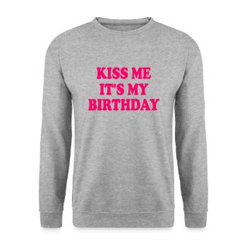 kiss me it's my birthday - Unisex Sweatshirt - salt & pepper - Front - Alina (178cm) & Michal (187cm)