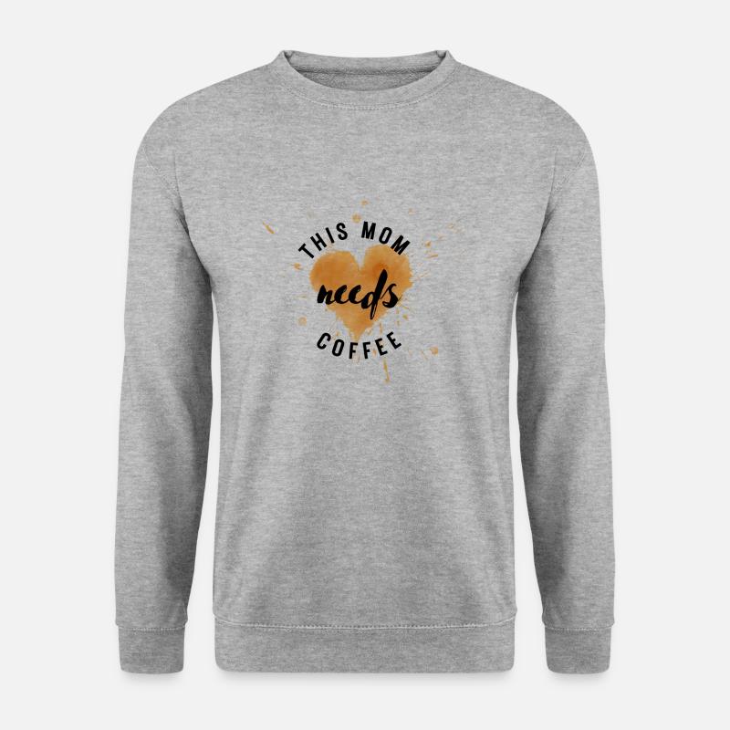 Mama needs coffee / Kaffejunkie / Kaffeefreak - Unisex Pullover - Weißgrau meliert