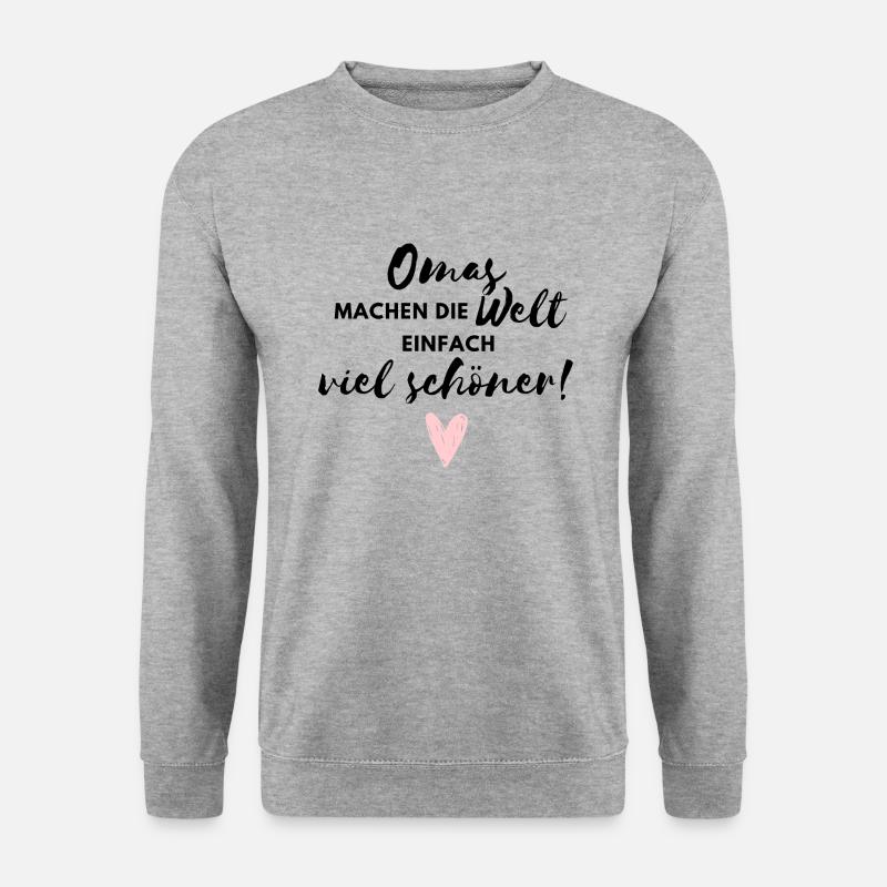 Omas machen die Welt viel schöner / Beste Oma - Unisex Pullover - Weißgrau meliert