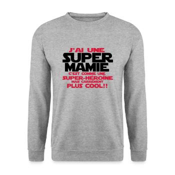 j'ai une super mamie - Sweat-shirt Unisexe - gris chiné - Devant - Alina (178cm) & Michal (187cm)