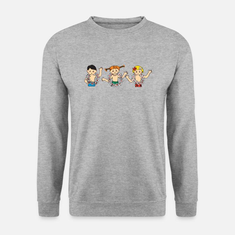 Pippi Langstrumpf Mit Tommy Und Annika - Unisex Pullover - Weißgrau meliert