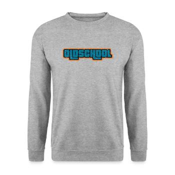 Oldschool Schrift dirty - Unisex Pullover - Weißgrau meliert - Vorne - Alina (178cm) & Michal (187cm)