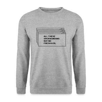 All These open Windows - Unisex Pullover - Weißgrau meliert - Vorne - Alina (178cm) & Michal (187cm)