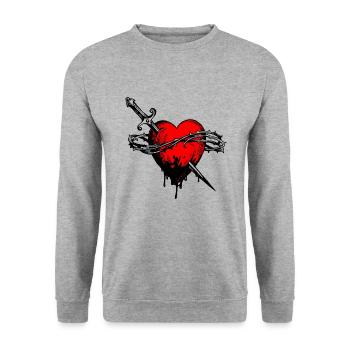 Cœur - Sweat-shirt Unisexe - gris chiné - Devant - Alina (178cm) & Michal (187cm)