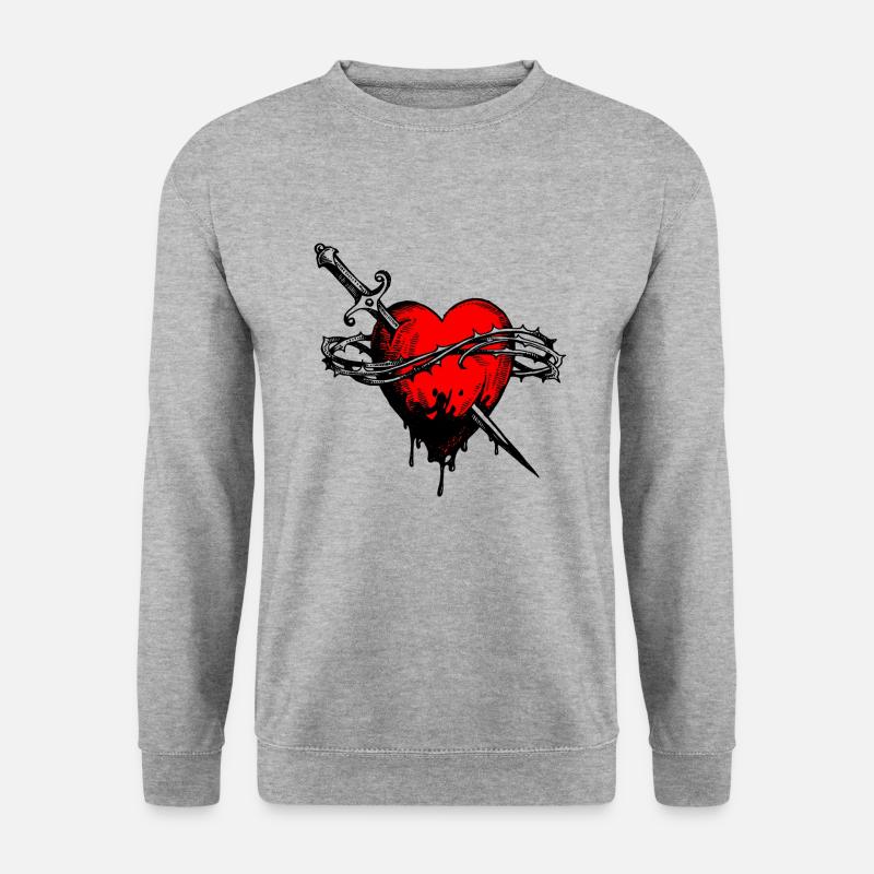 Herz - Unisex Pullover - Weißgrau meliert