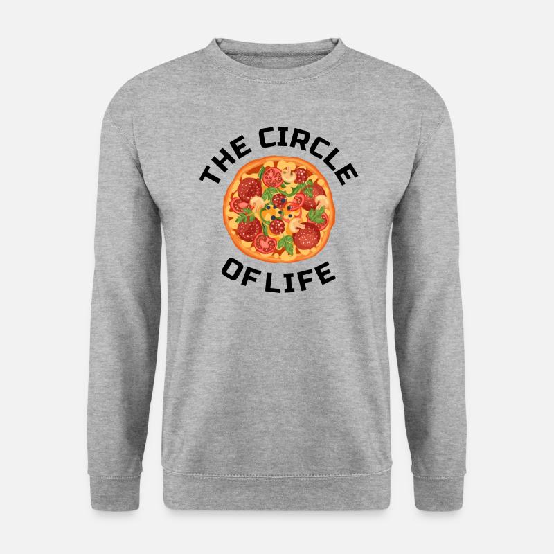 Pizza Pizzaliebhaber Geschenkidee Circle of Life - Unisex Pullover - Weißgrau meliert