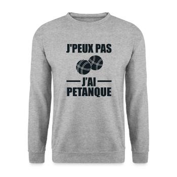 Je Ne Peux Pas, J'Ai Pétanque - Sweat-shirt Unisexe - gris chiné - Devant - Alina (178cm) & Michal (187cm)
