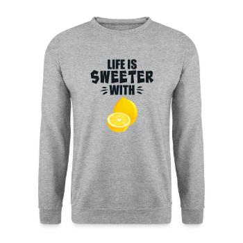 Life Is Sweeter With Lemon - Unisex Sweatshirt - salt & pepper - Front - Alina (178cm) & Michal (187cm)