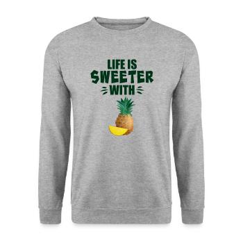 Life Is Sweeter With Pineapple - Unisex Sweatshirt - salt & pepper - Front - Alina (178cm) & Michal (187cm)