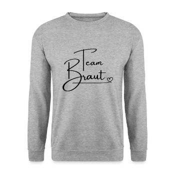 Team Braut / Crew / JGA Jungesellinnenabschied - Unisex Pullover - Weißgrau meliert - Vorne - Alina (178cm) & Michal (187cm)