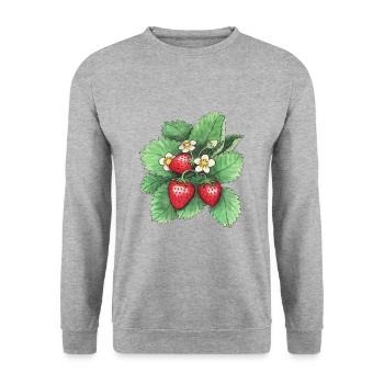 Strawberries - Unisex Sweatshirt - salt & pepper - Front - Alina (178cm) & Michal (187cm)