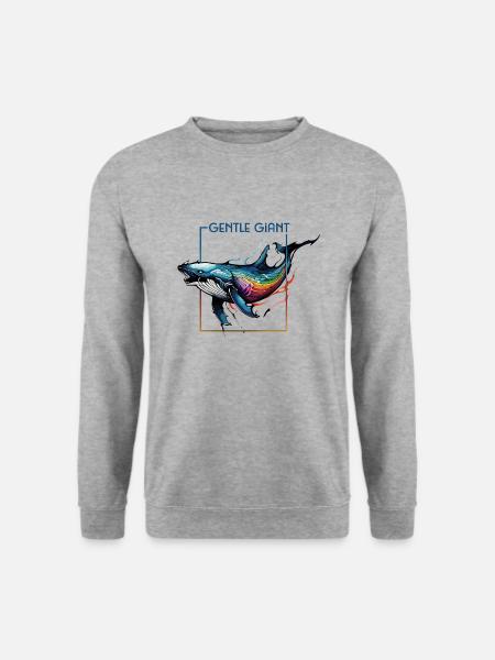 Strahlender Regenbogenwal - Der sanfte Riese - Unisex Pullover - Weißgrau meliert