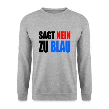 sagt nein zu blau - afd - Unisex Pullover - Weißgrau meliert - Vorne - Alina (178cm) & Michal (187cm)