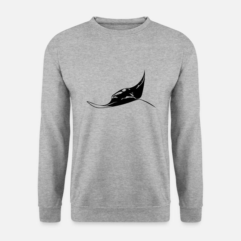 Fliegender Manta - Unisex Pullover - Weißgrau meliert