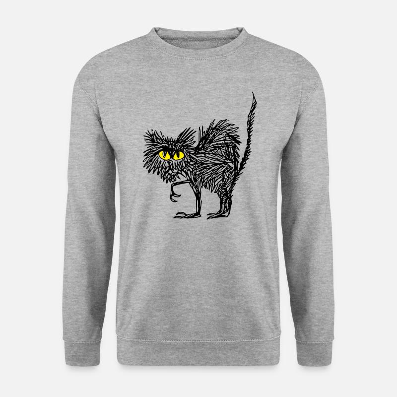 Hexenkatze_Witch Craft Cat - Unisex Pullover - Weißgrau meliert