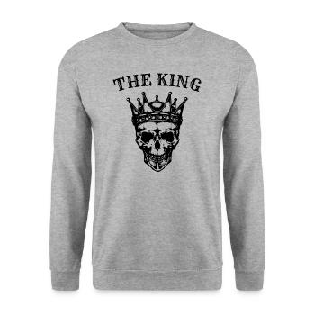 The King Skull Skull King Crown - Unisex Sweatshirt - salt & pepper - Front - Alina (178cm) & Michal (187cm)