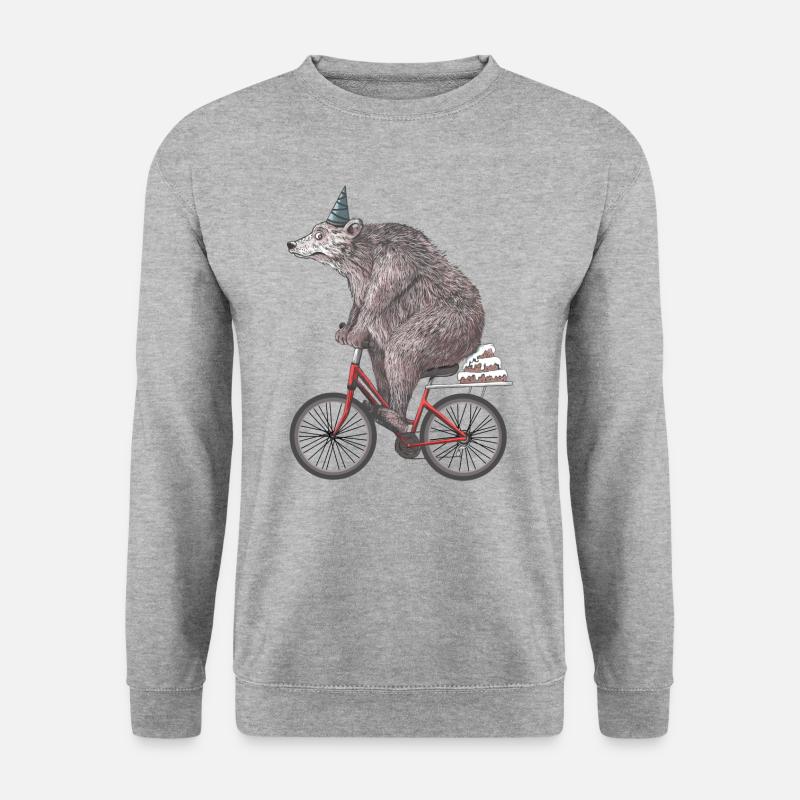 Papa Bär reitet einen Geburtstagstag - Unisex Pullover - Weißgrau meliert