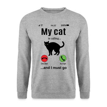 Chat appelle drôle l’ami chat propriétaire de chat - Sweat-shirt Unisexe - gris chiné - Devant - Alina (178cm) & Michal (187cm)