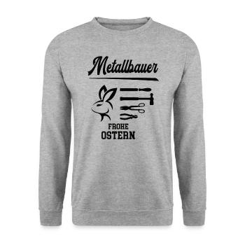 Metallbauer Frohe Ostern Ostergeschenk Schlosser - Unisex Pullover - Weißgrau meliert - Vorne - Alina (178cm) & Michal (187cm)