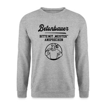 Betonbauer Meister Prüfung Bestanden Betonbau - Unisex Pullover - Weißgrau meliert - Vorne - Alina (178cm) & Michal (187cm)