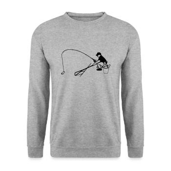 pêcheur à la ligne - Sweat-shirt Unisexe - gris chiné - Devant - Alina (178cm) & Michal (187cm)