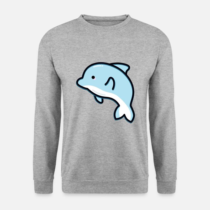 Niedlicher Delfin - Unisex Pullover - Weißgrau meliert