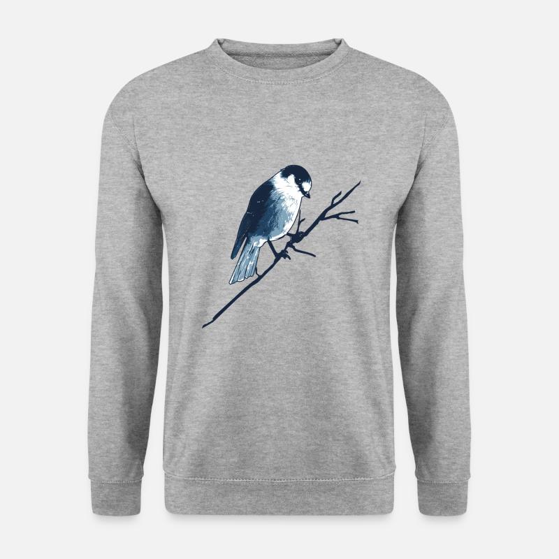 Spatz auf Ast - Unisex Pullover - Weißgrau meliert