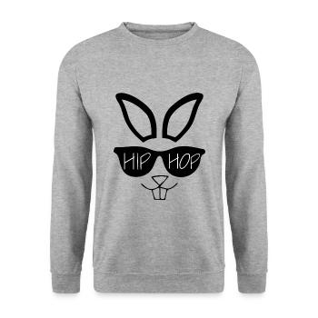 Hip Hop Osterhase - Unisex Pullover - Weißgrau meliert - Vorne - Alina (178cm) & Michal (187cm)
