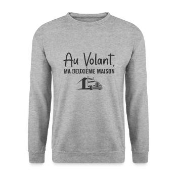Au Volant, Ma Deuxième Maison - Sweat-shirt Unisexe - gris chiné - Devant - Alina (178cm) & Michal (187cm)