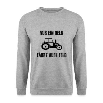 Landwirtschaft - Unisex Pullover - Weißgrau meliert - Vorne - Alina (178cm) & Michal (187cm)